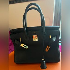 Authentic Hermes Birkin 30 Veau Togo Black Gold Hardware